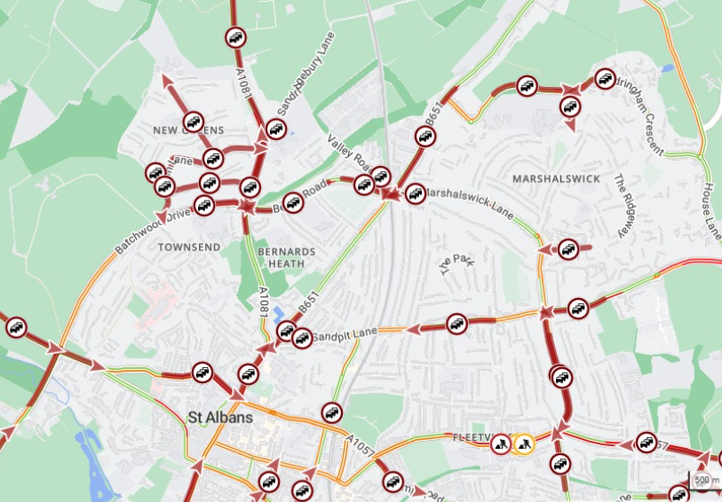 Heavy traffic and delayed trains as St Albans hit with severe rain